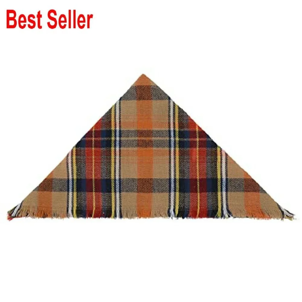 Triangle Knitted Scarf Warm Winter Wrap Soft Plaid Classic Chic Accessory